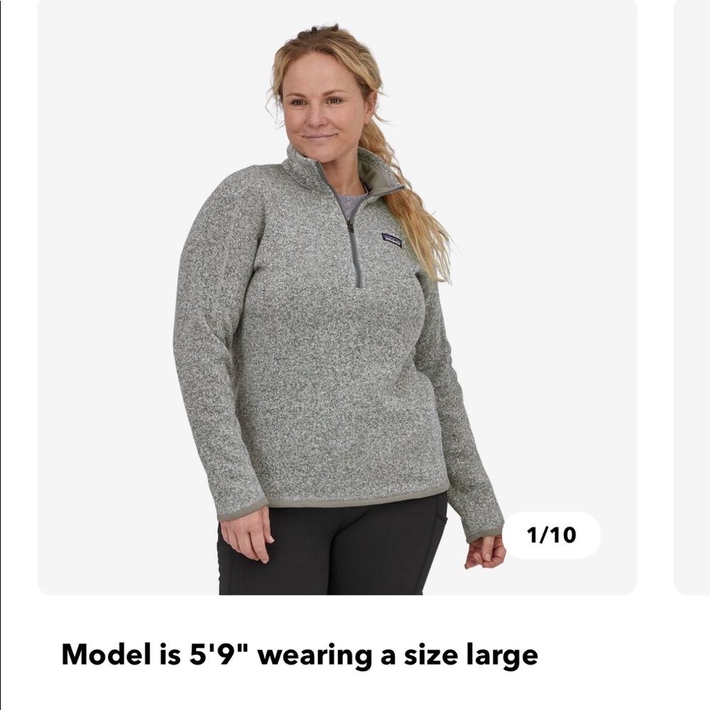 Patagonia women's Better Sweater 1/4-zip birch white size large